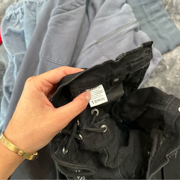 AKIRA black flare jeans with ties on back - Picture 5 of 5